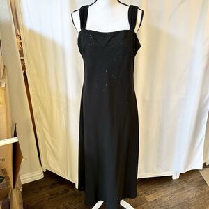 Jones New York Dress Women Sz 16 Black Fit N Flare Lined Sleeveless Sequins